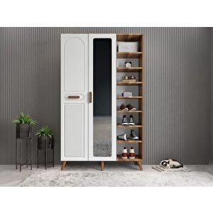 Monere Membran 3 Kapaklı Portmanto Vestiyer Montaj Dahil - Ceviz Beyaz 105 Cm