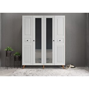 Nossa Membran 4 Kapaklı Portmanto Vestiyer Montaj Dahil - Ceviz Beyaz 160 Cm