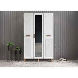 Monere Membran 3 Kapaklı Portmanto Vestiyer Montaj Dahil - Meşe Beyaz 105 Cm