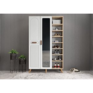 Monere Membran 3 Kapaklı Portmanto Vestiyer Montaj Dahil - Meşe Beyaz 105 Cm