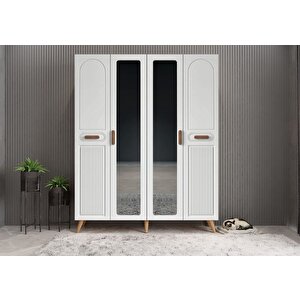 Zenon Membran 4 Kapaklı Portmanto Vestiyer Montaj Dahil - Çam Beyaz 160 Cm
