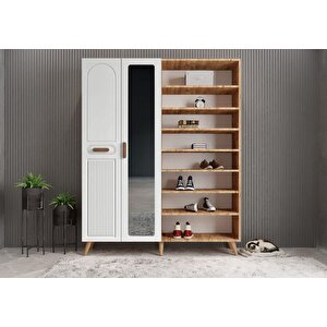 Zenon Membran 4 Kapaklı Portmanto Vestiyer Montaj Dahil - Çam Beyaz 160 Cm