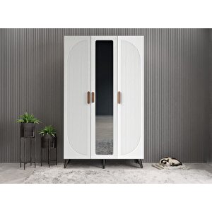Robe Membran 3 Kapaklı Portmanto Vestiyer Montaj Dahil - Füme Beyaz 105 Cm
