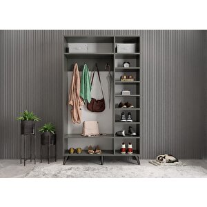 Robe Membran 3 Kapaklı Portmanto Vestiyer Montaj Dahil - Füme Beyaz 105 Cm