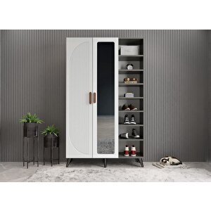 Robe Membran 3 Kapaklı Portmanto Vestiyer Montaj Dahil - Füme Beyaz 105 Cm