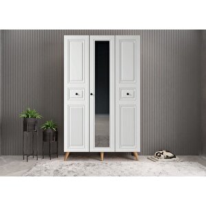 Greta Membran 3 Kapaklı Portmanto Vestiyer Montaj Dahil - Çam Beyaz 120 Cm