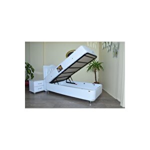 Baza Yatak Başlık 18237 Suni Deri Beyaz Baza Full Ort Yatak Başlık 120*200