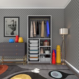 Giysi Dolabı Yalın Gri 180*090*30 Kapaksız Arkalıksız 6 Sepetli