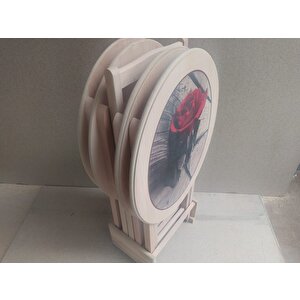 Çanta Zigon 18208 Klasik Oval Sehpa Model Çiçek Motifli Ham Kayın Nature Ei Yapım