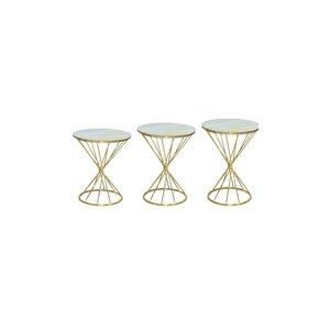 Brc Zigon Rivoli Model Metal Gold Renk Kaplama Beyaz Mermer Temper Cam El Yapım