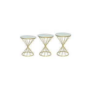 Brc Zigon Rivoli Model Metal Gold Renk Kaplama Beyaz Mermer Temper Cam El Yapım