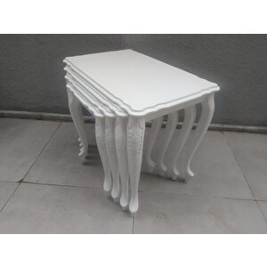Zigon St 18191 Klasik Model Sehpa Kayın Oymalı Aslan Ayk Parlak Beyaz Lake Elyapı