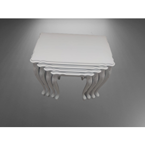 Zigon St 18191 Klasik Model Sehpa Kayın Oymalı Aslan Ayk Parlak Beyaz Lake Elyapı