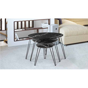 Zigon Osm 18244 Elips Klasik Model Metal V Ayak Siyah Parlak Ahşap Renk El Yapım