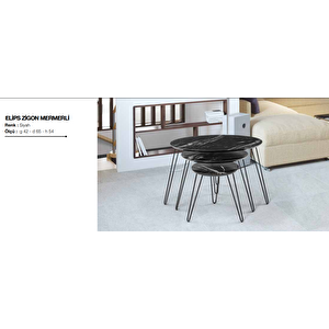 Zigon Osm 18244 Elips Klasik Model Metal V Ayak Siyah Parlak Ahşap Renk El Yapım