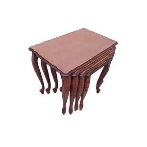 Zigon St 18465 Klasik Model Sehpa Kayın Aslan Oyma Ayak Parlak Ceviz Lake El Yapı