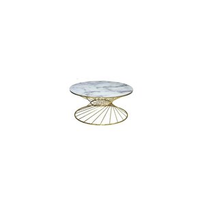 Brc 18518 Orta Sehpa Rivoli̇ Model Beyaz Mermer Cam Metal Gold Renk Kaplam El Yapı