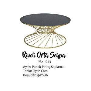 Brc 18515 Orta Sehpa Rivoli̇ Model Siyah Düz Cam Metal Gold Renk Kaplama El Yapım