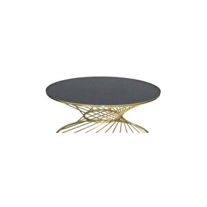 Brc 18515 Orta Sehpa Rivoli̇ Model Siyah Düz Cam Metal Gold Renk Kaplama El Yapım