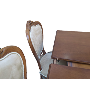 Masa-sandalye 18484 Klasik Model Kayın Torna Aslan Ceviz Orta Açıl  El Yapım