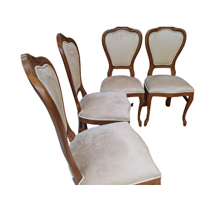 Sandalye 18485 Ceviz Klasik Model Kayın Aslan Ayak Oyma Ceviz Babayface Kumaş