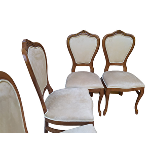 Sandalye 18485 Ceviz Klasik Model Kayın Aslan Ayak Oyma Ceviz Babayface Kumaş