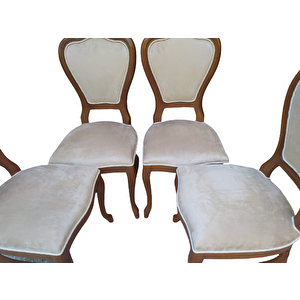 Sandalye 18485 Ceviz Klasik Model Kayın Aslan Ayak Oyma Ceviz Babayface Kumaş