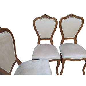 Sandalye 18485 Ceviz Klasik Model Kayın Aslan Ayak Oyma Ceviz Babayface Kumaş
