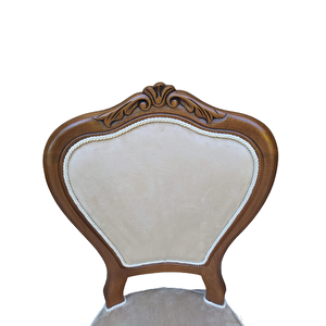 Sandalye 18496 Klasik Model Kayın Aslan Ayak Ceviz Babyface Kumaş Oyma El Yapım