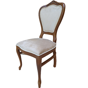 Sandalye 18496 Klasik Model Kayın Aslan Ayak Ceviz Babyface Kumaş Oyma El Yapım