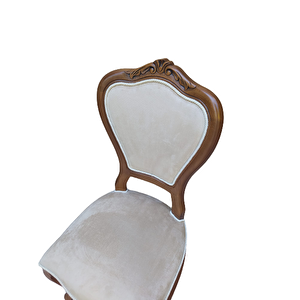 Sandalye 18496 Klasik Model Kayın Aslan Ayak Ceviz Babyface Kumaş Oyma El Yapım