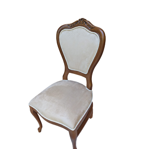 Sandalye 18496 Klasik Model Kayın Aslan Ayak Ceviz Babyface Kumaş Oyma El Yapım