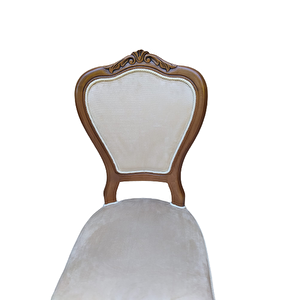 Sandalye 18496 Klasik Model Kayın Aslan Ayak Ceviz Babyface Kumaş Oyma El Yapım