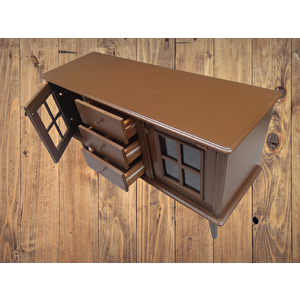 Tv St Sehpa 18169 Windovs Model Ahşap Kayın Torna Retro Ayak Ceviz Renk El Yapım