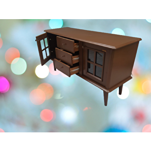 Tv St Sehpa 18169 Windovs Model Ahşap Kayın Torna Retro Ayak Ceviz Renk El Yapım
