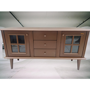 Tv St Sehpa 18169 Windovs Model Ahşap Kayın Torna Retro Ayak Ceviz Renk El Yapım