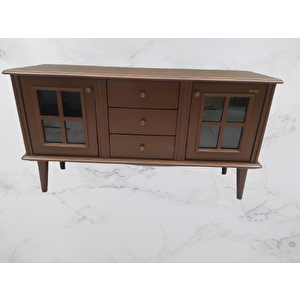 Tv St Sehpa 18169 Windovs Model Ahşap Kayın Torna Retro Ayak Ceviz Renk El Yapım