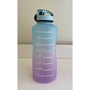 2000 Ml Tritan Motivasyonlu Su Matarası Pipetli Ve Süzgeçli (li̇la - Açi̇k Mavi̇)