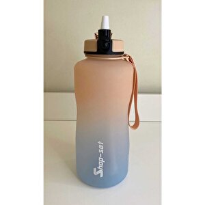 2000 Ml Tritan Motivasyonlu Su Matarası Pipetli Ve Süzgeçli (somon - Açi̇k Mavi̇)