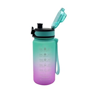 2 Adet * 350ml Tritan Motivasyonlu Su Matarası Çift Renk (yeşil-pembe)