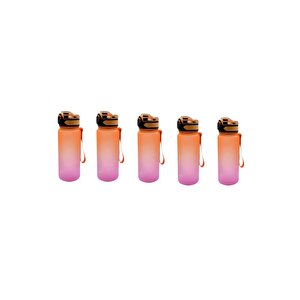 5 Adet * 500ml Tritan Motivasyonlu Su Matarası Çift Renk (turuncu - Pembe)