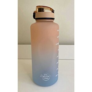 2000 Ml Tritan Motivasyonlu Su Matarası Pipetli Ve Süzgeçli (somon - Açi̇k Mavi̇)