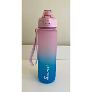 1000 Ml Tritan Motivasyonlu Su Matarası Süzgeçli (pembe-turkuaz Mavi̇)