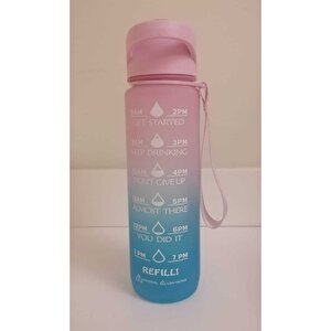 1000 Ml Tritan Motivasyonlu Su Matarası Süzgeçli (pembe-turkuaz Mavi̇)