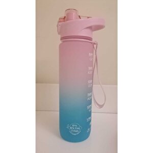 1000 Ml Tritan Motivasyonlu Su Matarası Süzgeçli (pembe-turkuaz Mavi̇)