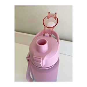 1000 Ml Tritan Motivasyonlu Su Matarası Süzgeçli (pembe-turkuaz Mavi̇)