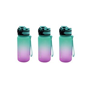 3 Adet * 350ml Tritan Motivasyonlu Su Matarası Çift Renk (yeşil - Pembe)