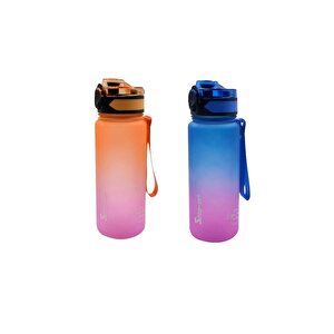 2 Adet * 500ml Tritan Motivasyonlu Su Matarası Çift Renk (turuncu/pembe Ve Lacivert/pembe)