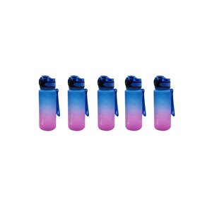 5 Adet * 500ml Tritan Motivasyonlu Su Matarası Çift Renk (lacivert - Pembe)