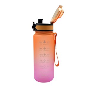 3 Adet * 500ml Tritan Motivasyonlu Su Matarası Çift Renk (turuncu - Pembe)